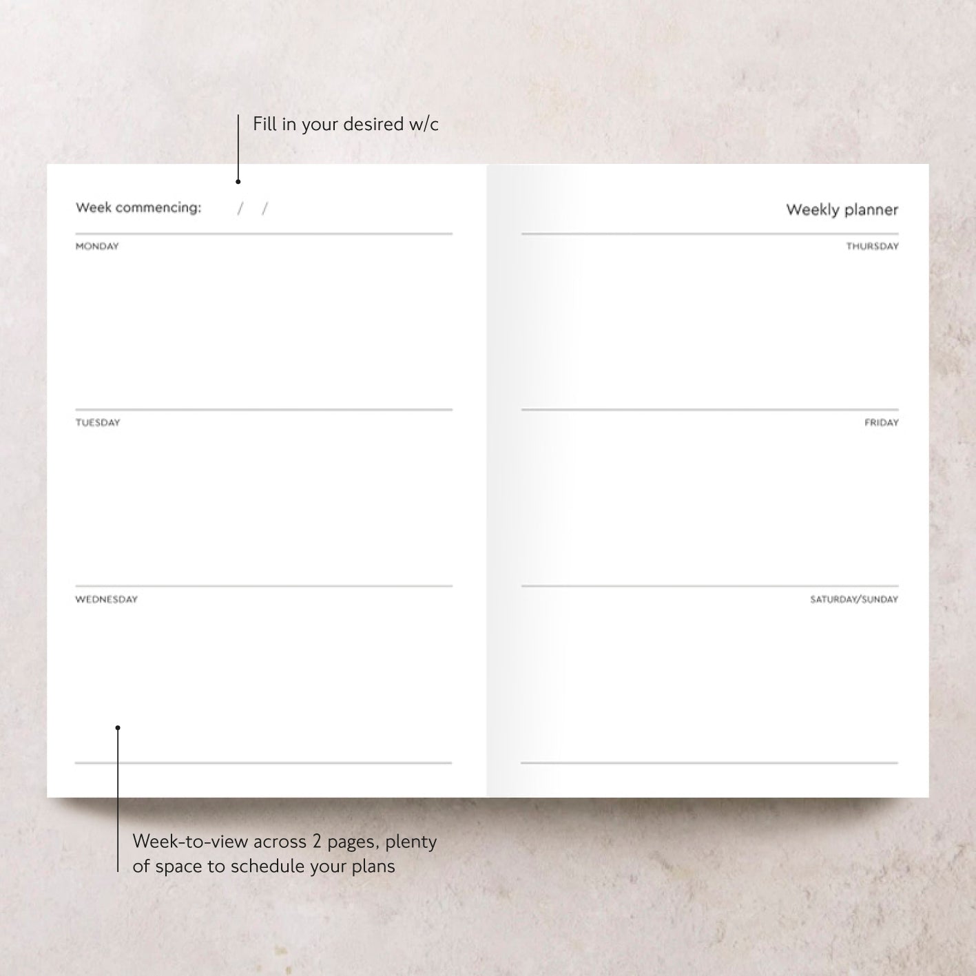 Weekly Diary Planner "365" | Undated Start Anytime | Week to view | Gift for Her