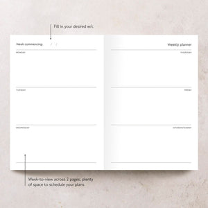 Weekly Diary Planner "Pretty Organised" | Undated Start Anytime | Week to view | Gift for Her