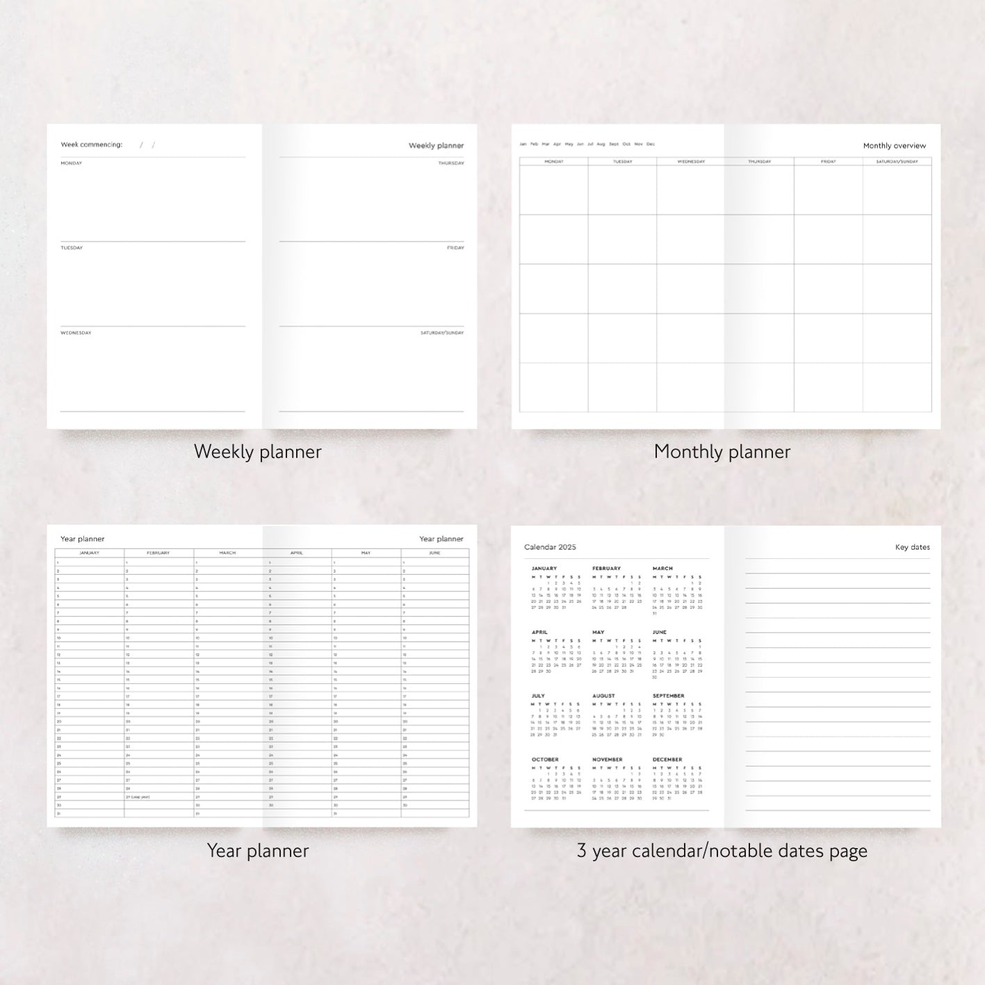 Personalised Weekly Diary Planner | Undated Start Anytime | Week to view | Personalised Gift for Her