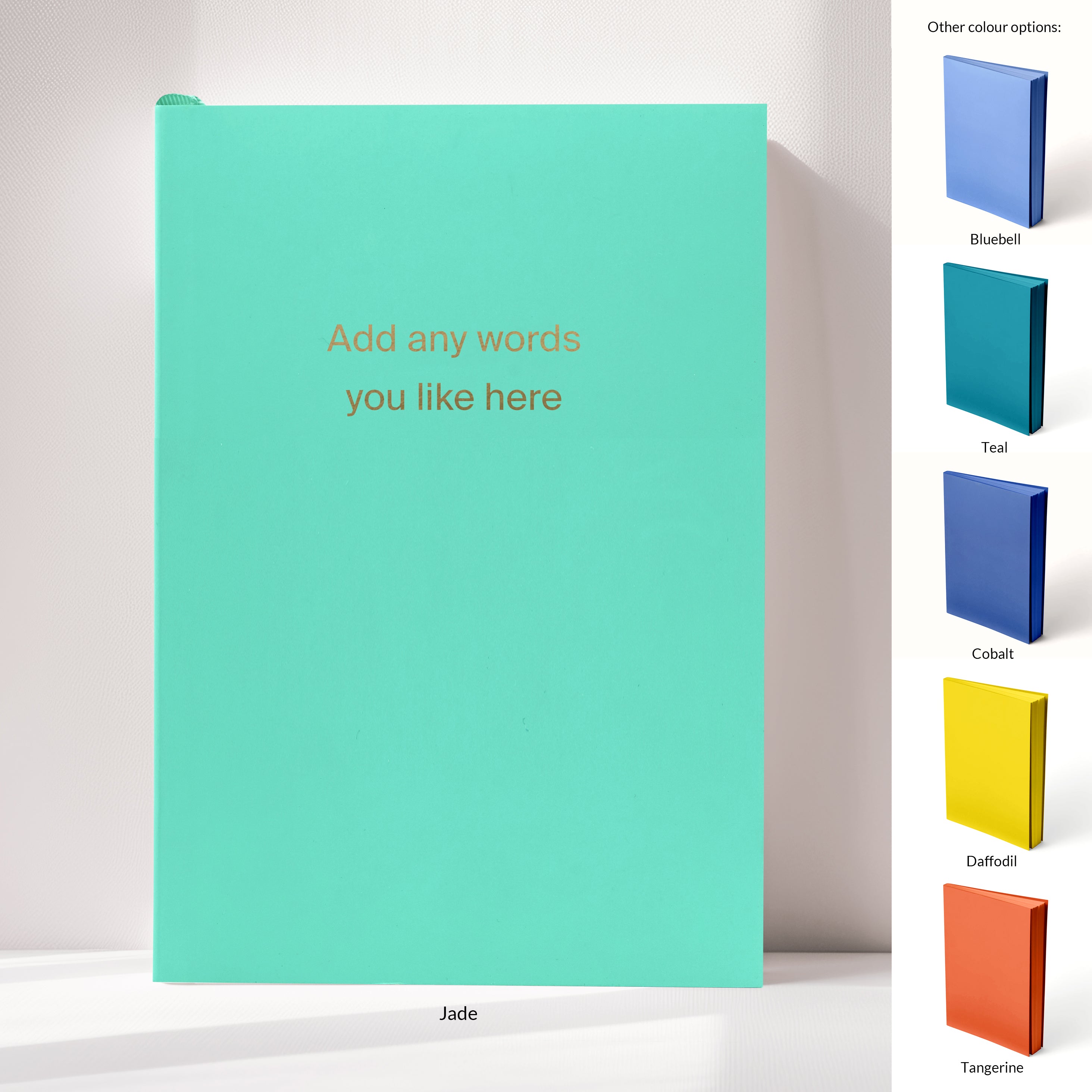 Add any words | Personalised A5 Premium Notebook available in 11 colours | Gold Foiling | Custom A5 Soft back Notebook | Bespoke Stationery