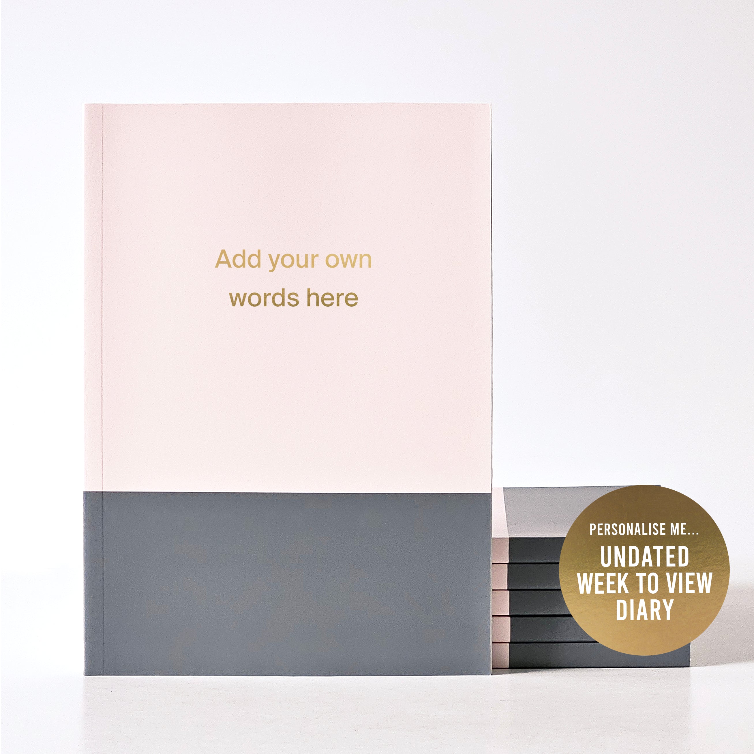 Add your own words | A5 Personalised Undated Weekly Diary | Undated Start Anytime | Gold Foiling | Bespoke Stationery