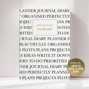 Personalised Weekly Diary Planner | Journal | Undated Start Anytime | Academic & Annual | Week to view | Monthly Calendars | Gift for Her