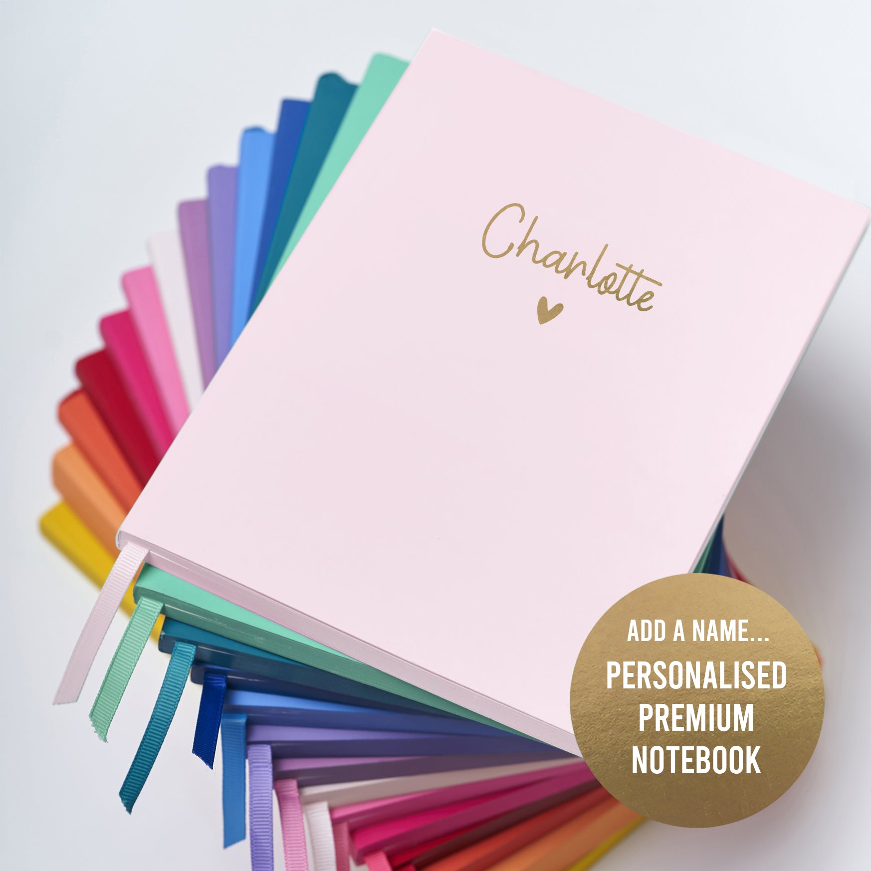 Personalised Notebook - Powder Pink | Add a name | Available in 11 colours